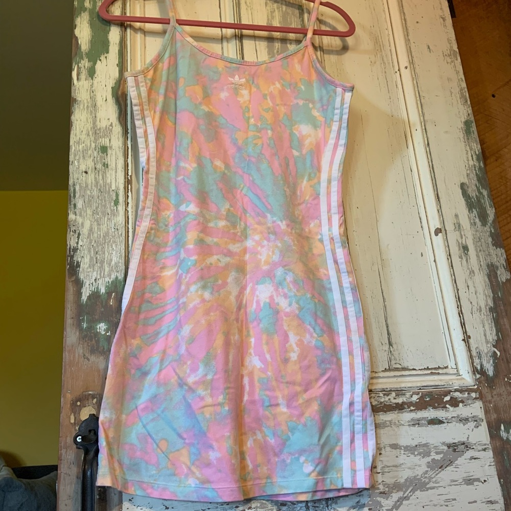 Tie dye adidas dress and kimono